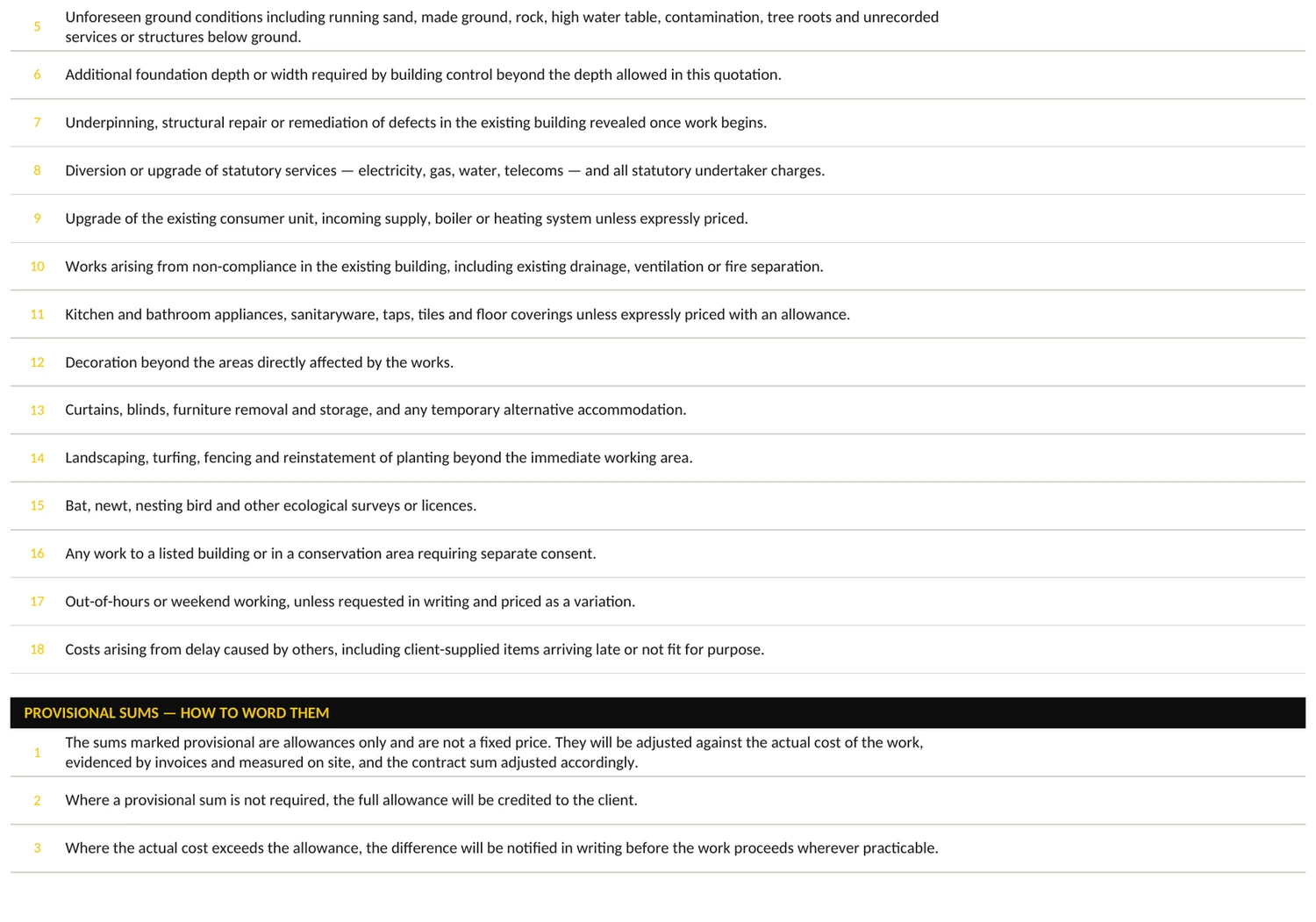 The Scope and Exclusions sheet.